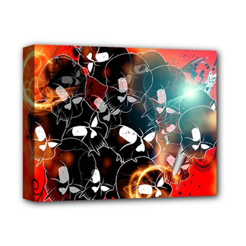 Black Skulls On Red Background With Sword Deluxe Canvas 14  X 11  by FantasyWorld7