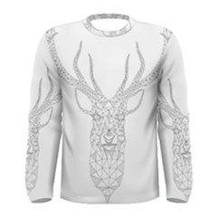 Modern Geometric Christmas Deer Illustration Men s Long Sleeve T-shirts