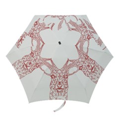 Modern red geometric christmas deer illustration Mini Folding Umbrellas