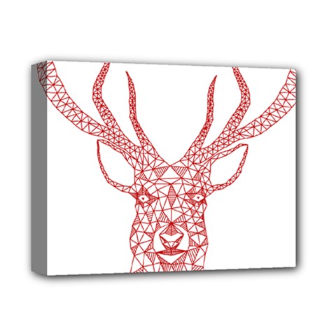 Modern Red Geometric Christmas Deer Illustration Deluxe Canvas 14  X 11  by Dushan