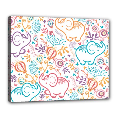 Cute pastel tones elephant pattern Canvas 20  x 16 