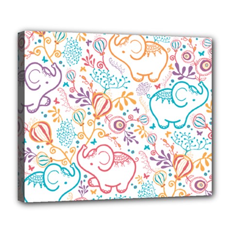 Cute pastel tones elephant pattern Deluxe Canvas 24  x 20  