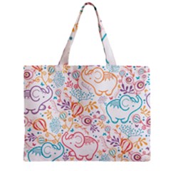 Cute pastel tones elephant pattern Zipper Tiny Tote Bags