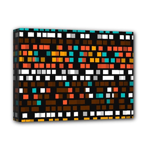 Squares Pattern In Retro Colors Deluxe Canvas 16  X 12  (stretched)  by LalyLauraFLM