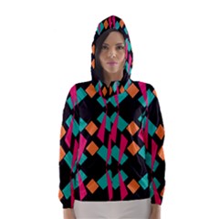 Shapes In Retro Colors  Hooded Wind Breaker (women) by LalyLauraFLM