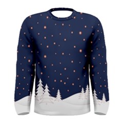 Dark Blue Sky Snow Land Men s Long Sleeve T-shirts