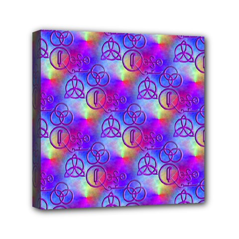 Rainbow Led Zeppelin Symbols Mini Canvas 6  X 6  (framed) by SaraThePixelPixie