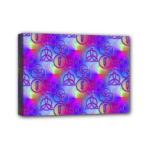 Rainbow Led Zeppelin Symbols Mini Canvas 7  X 5  (framed) by SaraThePixelPixie