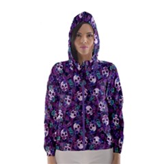 Flowers And Skulls Hooded Wind Breaker (women)