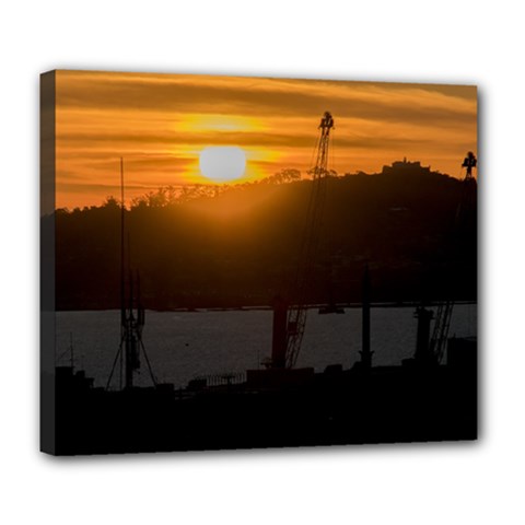 Aerial View Sunset Scene Of Montevideo Uruguay Deluxe Canvas 24  X 20   by dflcprints
