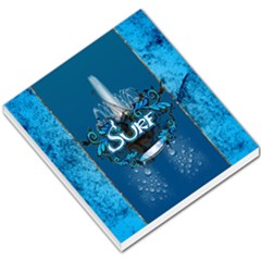Surf, Surfboard With Water Drops On Blue Background Small Memo Pads