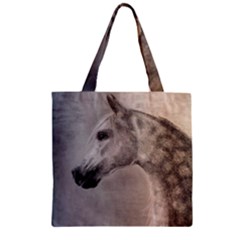 Grey Arabian Horse Zipper Grocery Tote Bags by TwoFriendsGallery