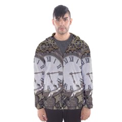 Steampunk, Awesome Clocks With Gears, Can You See The Cute Gescko Hooded Wind Breaker (men)