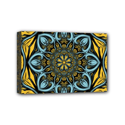 Blue Floral Fractal Mini Canvas 6  X 4  by igorsin