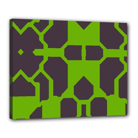 Brown Green Shapes Canvas 20  X 16  (stretched)