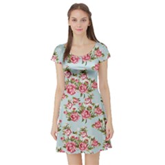 Roses2 Short Sleeve Skater Dresses by TrishRose