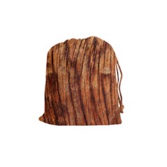 Old Brown Weathered Wood Drawstring Pouches (medium)  by trendistuff