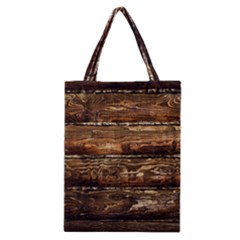 Dark Stained Wood Wall Classic Tote Bags by trendistuff