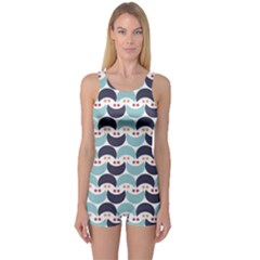 Moon Pattern One Piece Boyleg Swimsuit