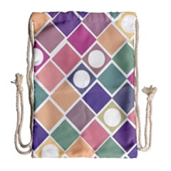 Dots And Squares Drawstring Bag (large) by Kathrinlegg