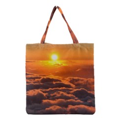 Sunset Over Clouds Grocery Tote Bags by trendistuff