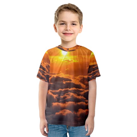 Sunset Over Clouds Kid s Sport Mesh Tees by trendistuff