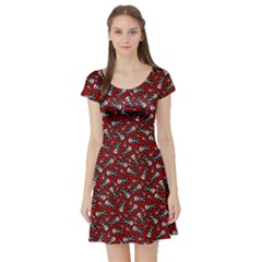 Cute Skeleton Pattern Short Sleeve Skater Dress by Ellador