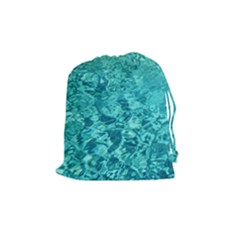 Turquoise Water Drawstring Pouches (medium)  by trendistuff