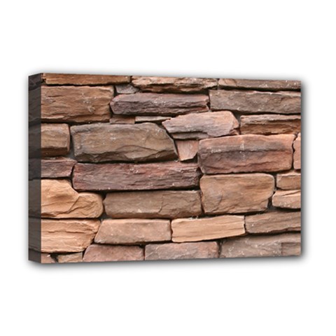 Stone Wall Brown Deluxe Canvas 18  X 12   by trendistuff
