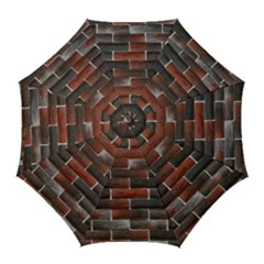 Red And Black Brick Wall Golf Umbrellas by trendistuff