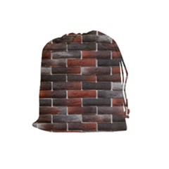 Red And Black Brick Wall Drawstring Pouches (large)  by trendistuff