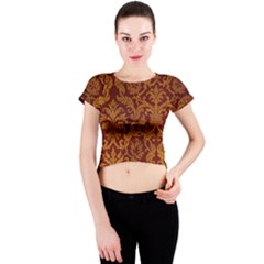 Royal Red And Gold Crew Neck Crop Top by trendistuff