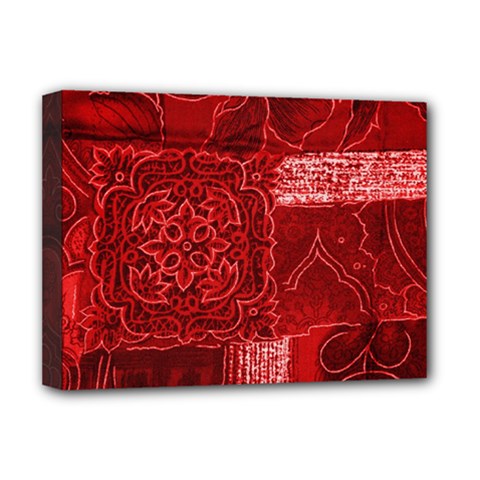 Red Patchwork Deluxe Canvas 16  X 12   by trendistuff