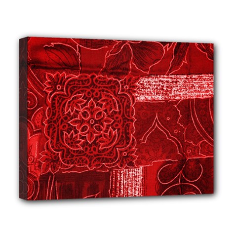 Red Patchwork Deluxe Canvas 20  X 16   by trendistuff