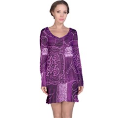 Magenta Patchwork Long Sleeve Nightdresses by trendistuff