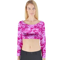 Camo Digital Pink Long Sleeve Crop Top by trendistuff