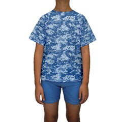 Camo Digital Navy Kid s Short Sleeve Swimwear by trendistuff