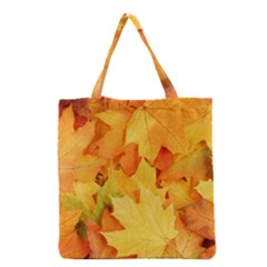 Yellow Maple Leaves Grocery Tote Bags by trendistuff