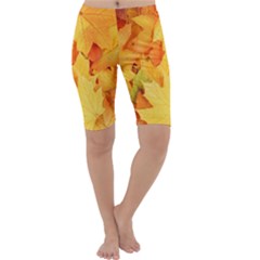 Yellow Maple Leaves Cropped Leggings by trendistuff