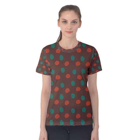 Distorted Polka Dots Pattern Women s Cotton Tee by LalyLauraFLM