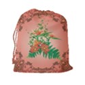 Awesome Flowers And Leaves With Floral Elements On Soft Red Background Drawstring Pouches (XXL) View2