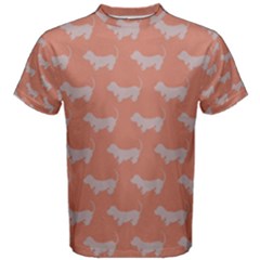 Cute Dachshund Pattern In Peach Men s Cotton Tees by LovelyDesigns4U