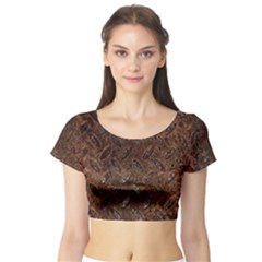 Rusty Metal Pattern Short Sleeve Crop Top by trendistuff