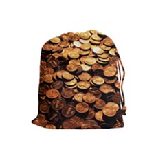 Pennies Drawstring Pouches (large)  by trendistuff