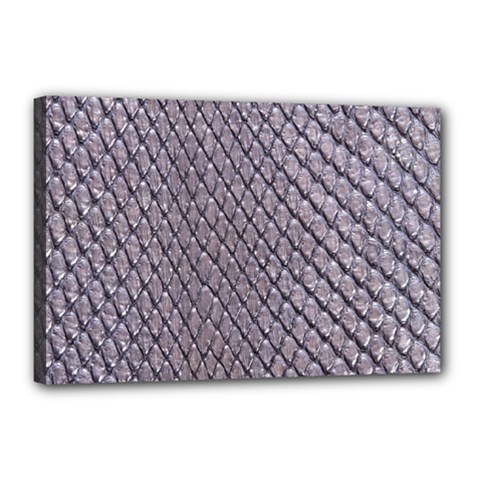 Silver Snake Skin Canvas 18  X 12  by trendistuff