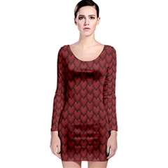 Red Reptile Skin Long Sleeve Bodycon Dresses by trendistuff