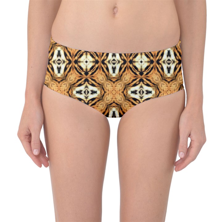Faux Animal Print Pattern Mid-Waist Bikini Bottoms