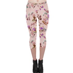 Antique Floral Pattern Capri Leggings  by LovelyDesigns4U