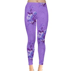 Purple Roses Pattern Women s Leggings by LovelyDesigns4U