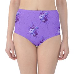Purple Roses Pattern High-waist Bikini Bottoms